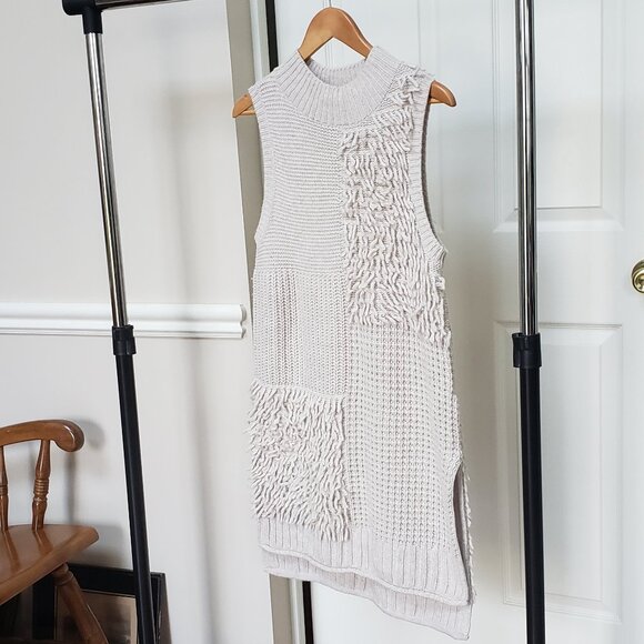 Anthropologie Women's Pilcro Cream Summit Mock Neck Textured Sweater Vest - Picture 2 of 12